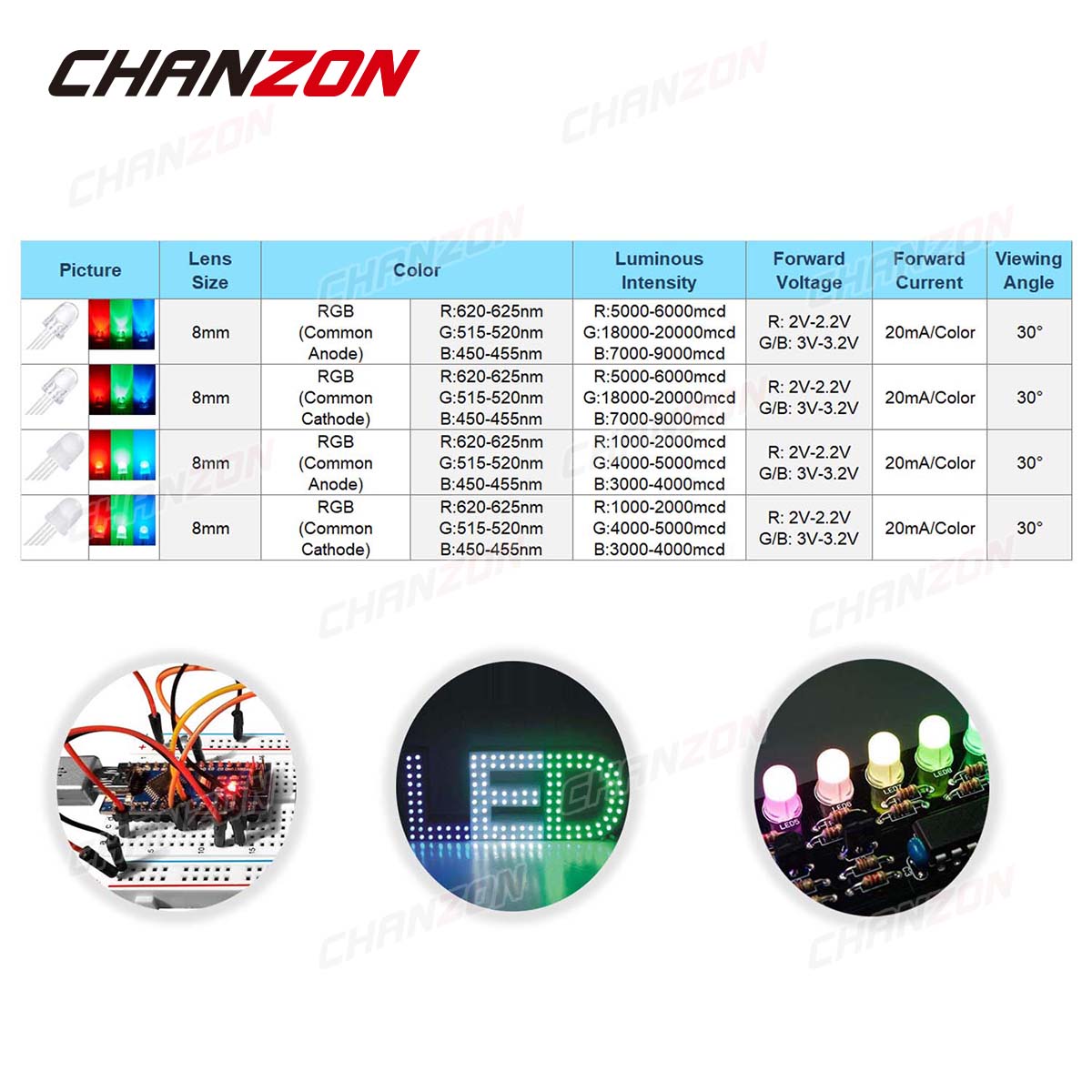 50pcs 8mm RGB LED Emitting Dio - Hobby Is Science ulasan dan harga