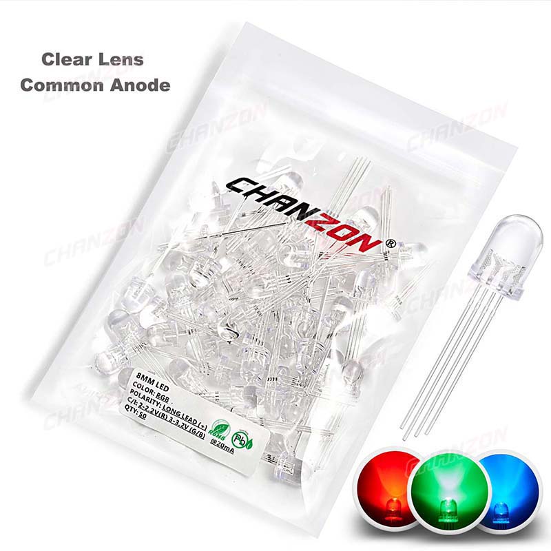 50pcs 8mm RGB LED Emitting Dio - Hobby Is Science ulasan dan harga